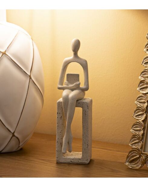 Figura color crema Single Stons - 8,5x6,5x24 cm