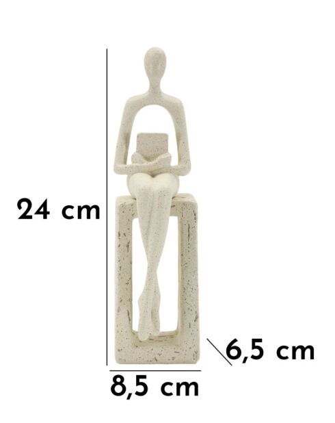 Figura color crema Single Stons - 8,5x6,5x24 cm