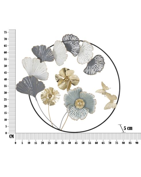 Panel de pared redondo de hierro Campur, 78,5 x 5 x 74 cm