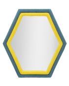 Specchio Tony Blu/Giallo in velluto - 75x4x80 cm