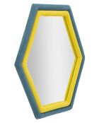 Specchio Tony Blu/Giallo in velluto - 75x4x80 cm