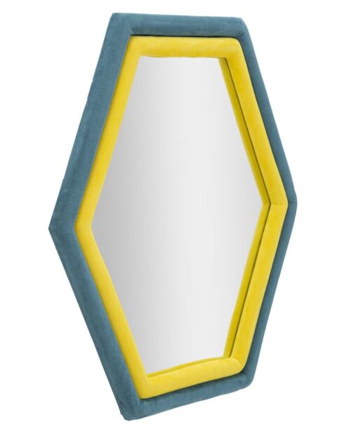 Specchio Tony Blu/Giallo in velluto - 75x4x80 cm