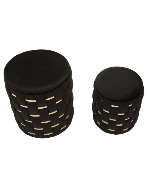 2 zwarte Shelter poefs met opbergruimte