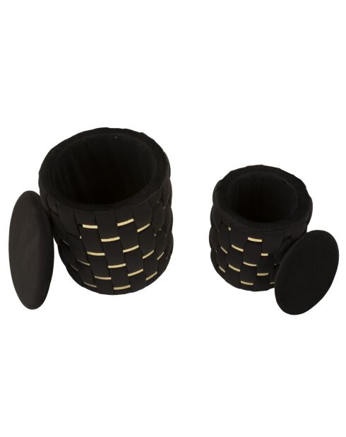 2 zwarte Shelter poefs met opbergruimte