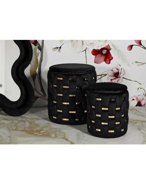 2 zwarte Shelter poefs met opbergruimte