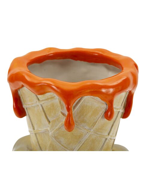 Maceta con forma de cono dorado, 18 x 16 x 26 cm