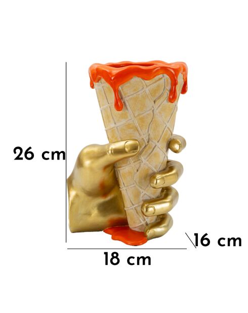 Pot de Fleurs Cône doré - 18x16x26 cm