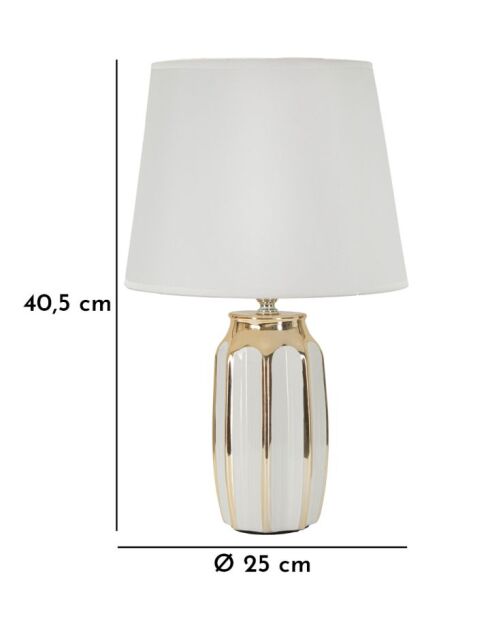 Lampe de table Cassy blanc/doré - 25x40,5 cm