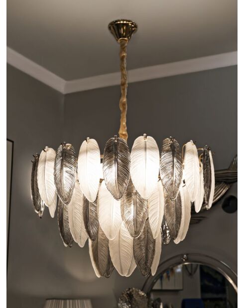 Lustre Feuilles gris - 60x40-87 cm