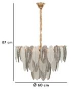 Lustre Feuilles gris - 60x40-87 cm