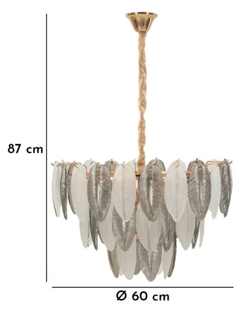 Lustre Feuilles gris - 60x40-87 cm