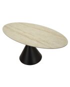 Table à manger crème/noir - 180x90x73 cm