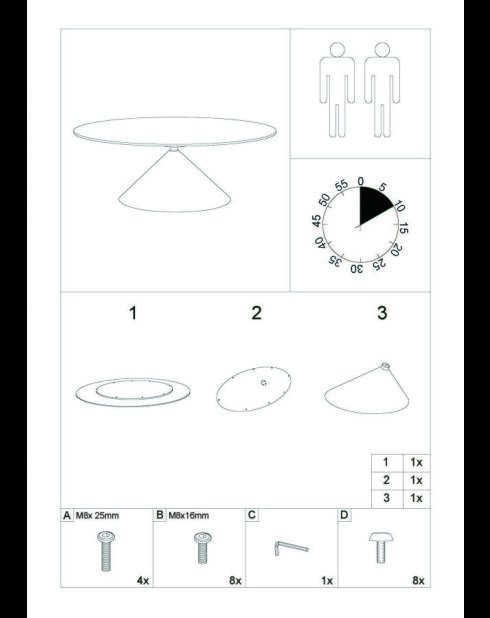 Table à manger crème/noir - 180x90x73 cm