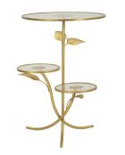 Mesita elevable con 3 estantes, color dorado, 54 x 69,5 cm