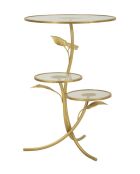 Mesita elevable con 3 estantes, color dorado, 54 x 69,5 cm