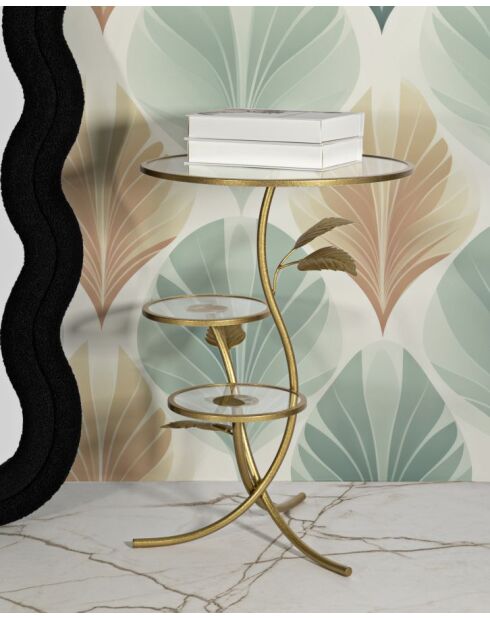 Mesita elevable con 3 estantes, color dorado, 54 x 69,5 cm