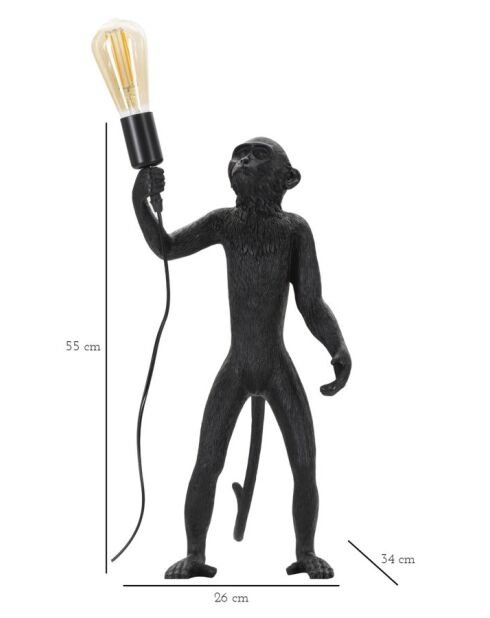 Lampe de table Monkey noire - 26x34x55 cm