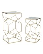 2 tavolini Coppia in vetro dorato