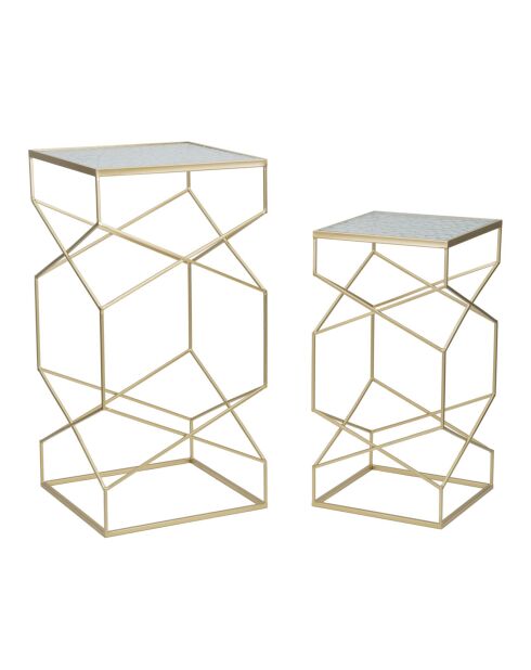 2 mesas auxiliares Coppia de cristal dorado