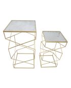 2 tavolini Coppia in vetro dorato