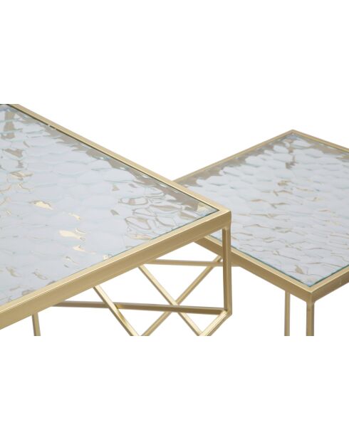 2 mesas auxiliares Coppia de cristal dorado