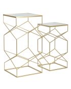 2 tavolini Coppia in vetro dorato