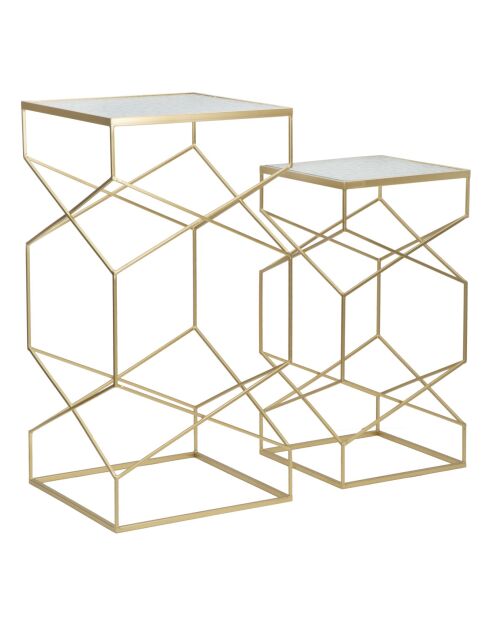 2 mesas auxiliares Coppia de cristal dorado