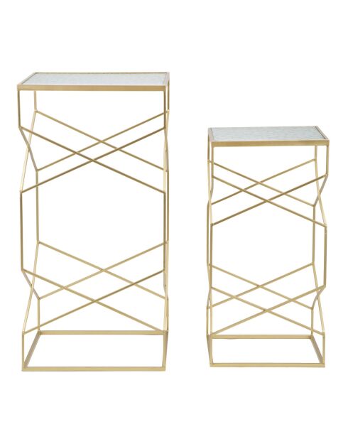 2 mesas auxiliares Coppia de cristal dorado