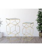 2 tavolini Coppia in vetro dorato