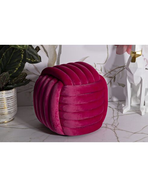 Softy Fuchsia fluwelen poef - 45x45x45 cm