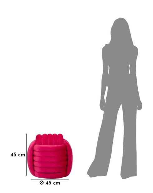 Softy Fuchsia fluwelen poef - 45x45x45 cm