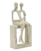 Par de figuras Stons, color crema, 11,5 x 9 x 25 cm