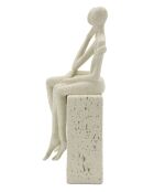 Par de figuras Stons, color crema, 11,5 x 9 x 25 cm