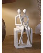 Par de figuras Stons, color crema, 11,5 x 9 x 25 cm