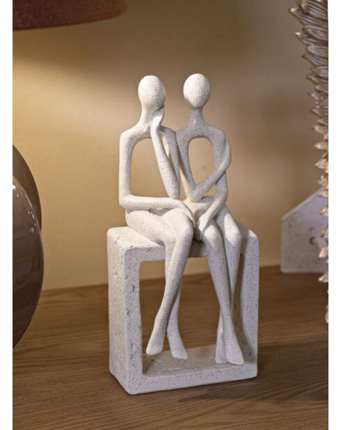 Par de figuras Stons, color crema, 11,5 x 9 x 25 cm