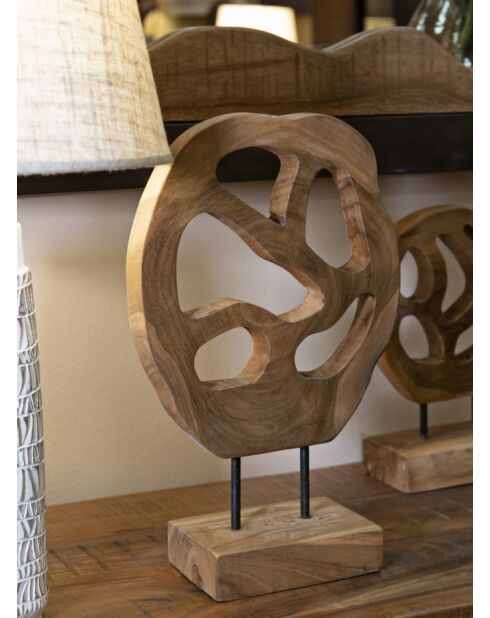 Scultura Lubang in teak marrone - 25x10x38 cm