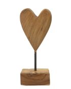 Scultura a cuore in teak marrone - 10x10x25 cm