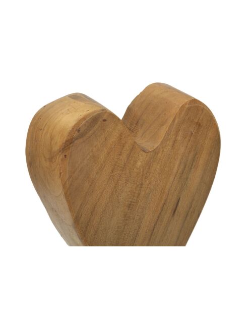 Scultura a cuore in teak marrone - 10x10x25 cm
