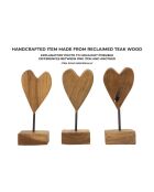 Scultura a cuore in teak marrone - 10x10x25 cm