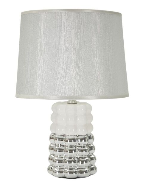 Lampe de table Dentelle blanc/argenté - 23x33 cm