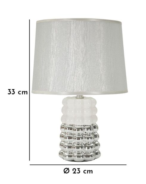 Lampe de table Dentelle blanc/argenté - 23x33 cm