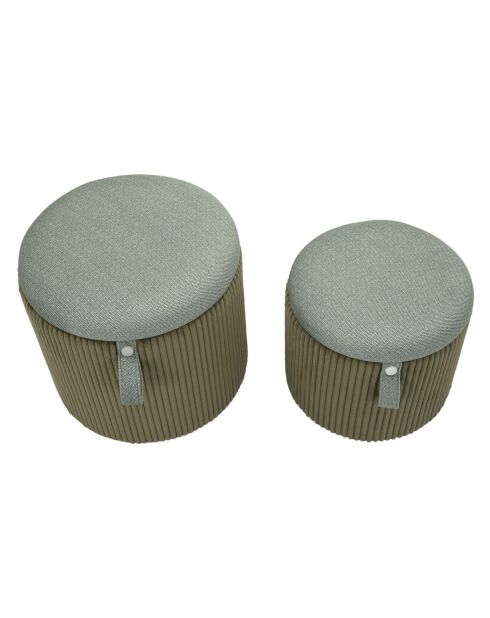 2 groene Bolzano poefs met opbergruimte