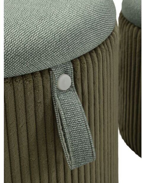 2 groene Bolzano poefs met opbergruimte