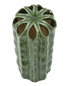 Vase Cactus multi trous vert - 11,5x23,5 cm
