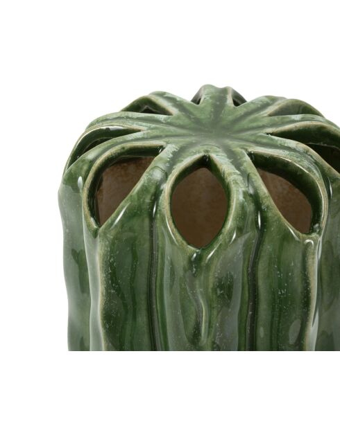 Vase Cactus multi trous vert - 11,5x23,5 cm