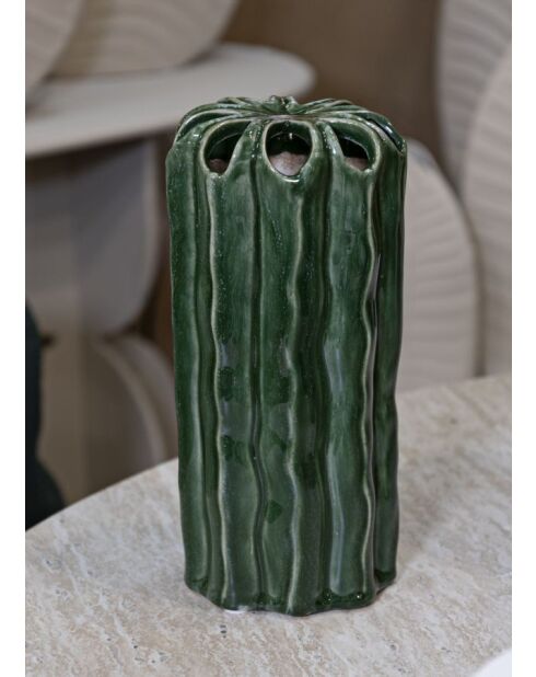 Vase Cactus multi trous vert - 11,5x23,5 cm