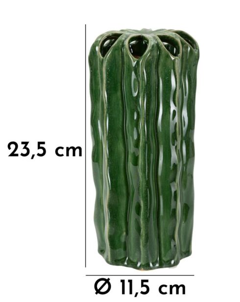 Vase Cactus multi trous vert - 11,5x23,5 cm