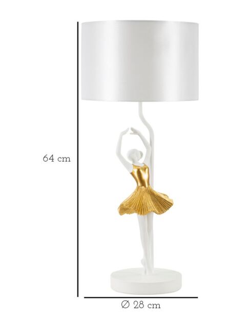 Lampe de table Danseuse doré/blanc - 28x64 cm