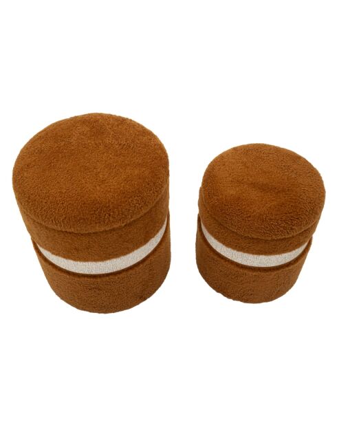 2 Sitzsäcke mit Stauraum aus Plüsch Saint-Moritz Brown