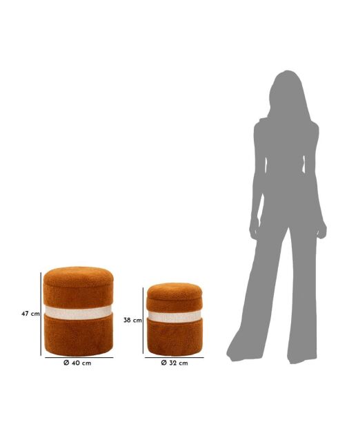 2 Sitzsäcke mit Stauraum aus Plüsch Saint-Moritz Brown